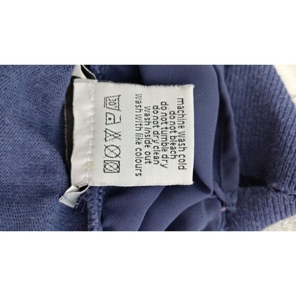 Moods of Norway Blue Blouse w/Bow Size XS Sheer Top Sweater Bottom Pullover - Picture 8 of 8
